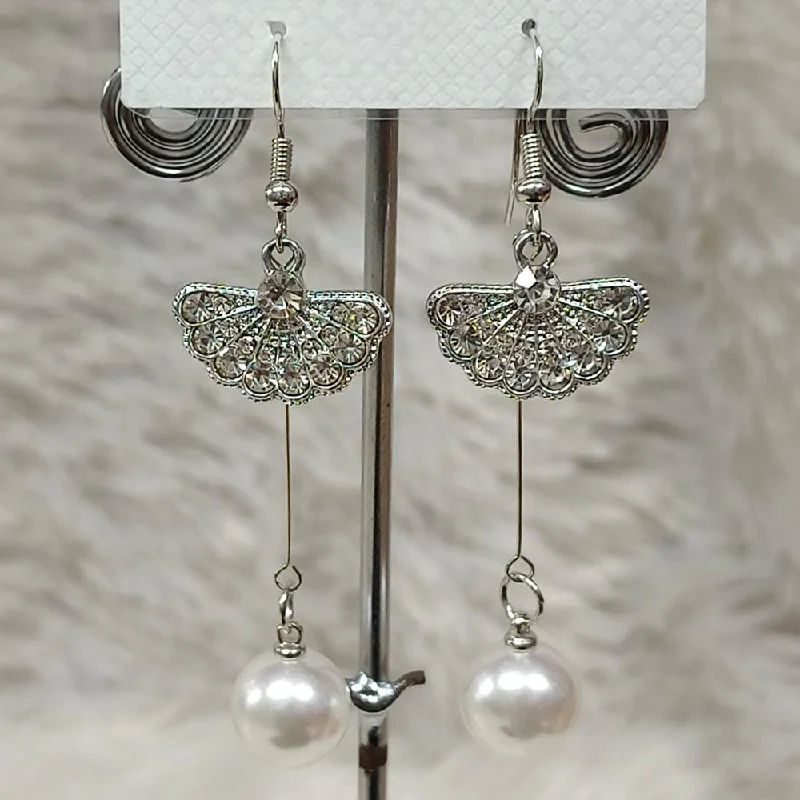 women’s moonstone earrings-Diyu Dhyu Silver Plated Austrian Stone Dangler Earrings