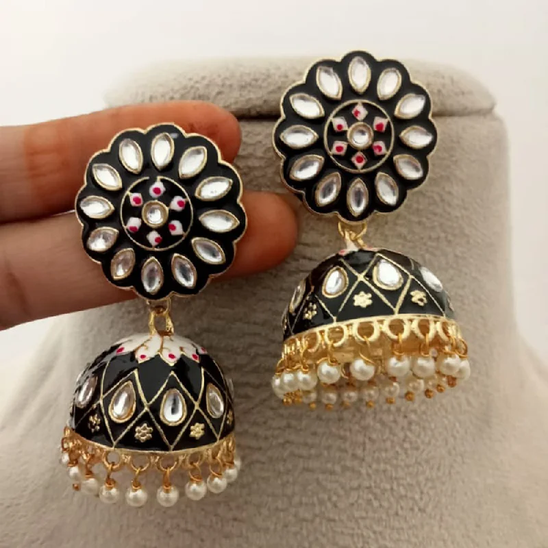 large hoop earrings for women-Marudhar Creations Kundan And Meenakari Jhumki Earrings