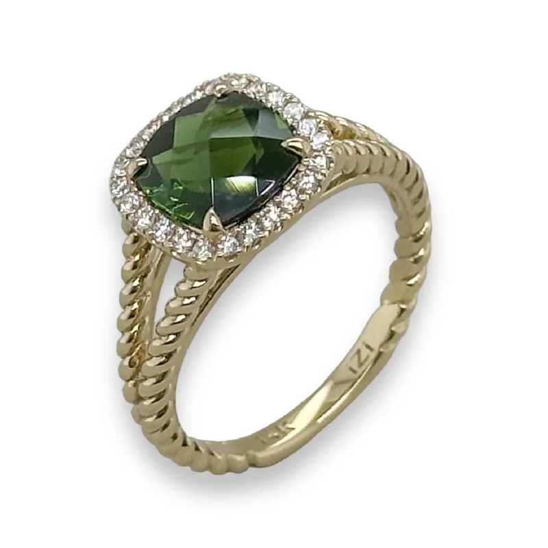 women’s white gold engagement rings-14K Y Gold 2.10ctw Tourmaline and 0.20ctw Diamond Ring