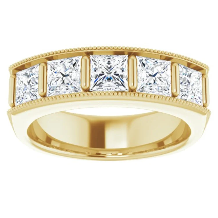 turquoise rings for women-14K Yellow 2 5/8 CTW Natural Diamond Milgrain Band