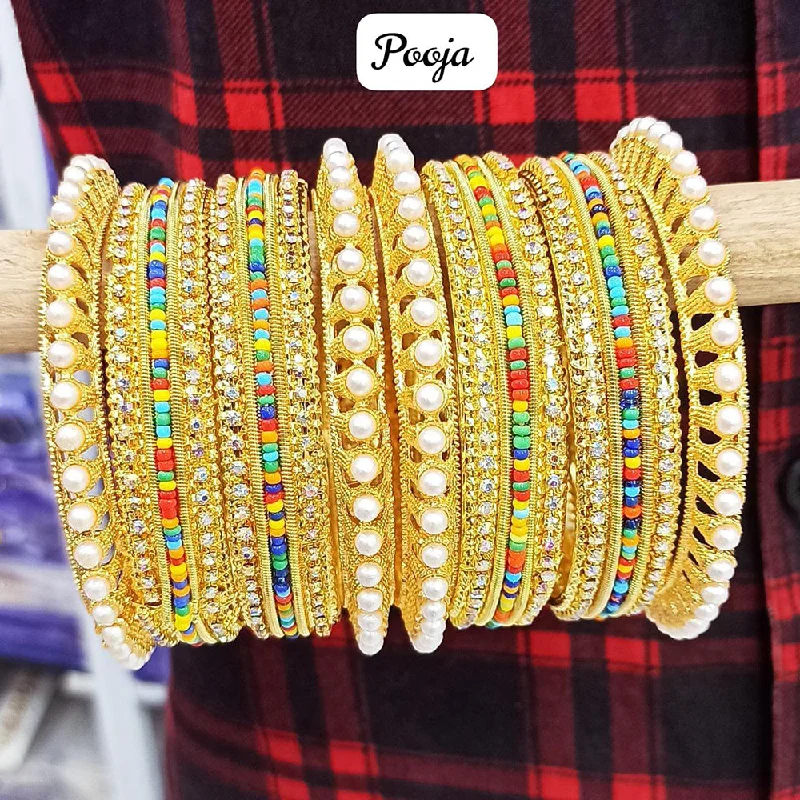 minimalist bracelets for women-Pooja Bangles Gold Plated  Bangle Set