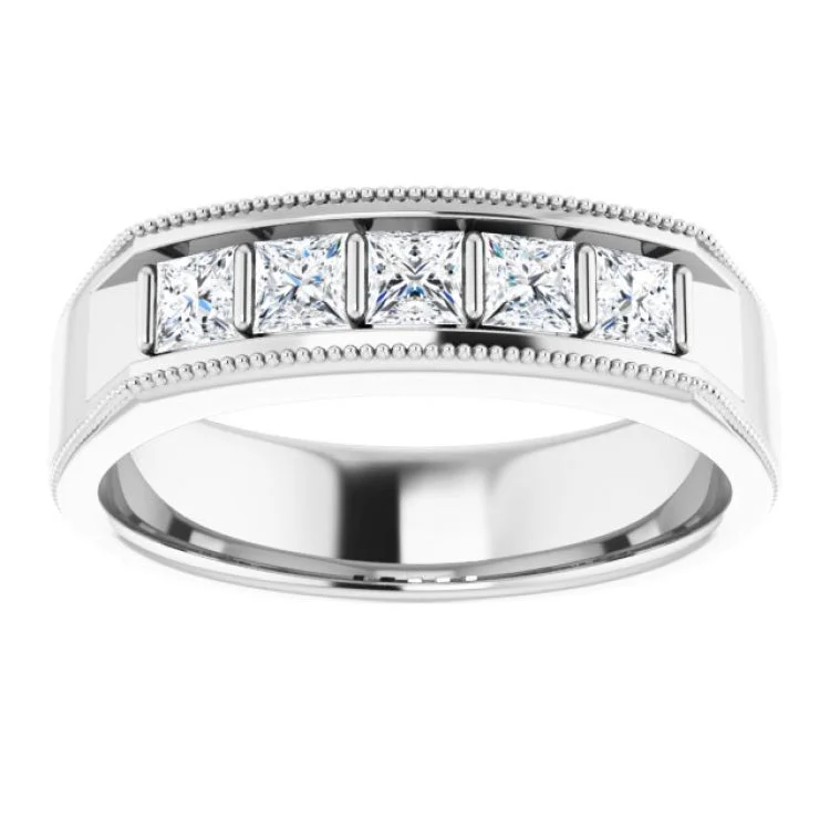 women’s signet rings-14K White 3/4 CTW Natural Diamond Milgrain Band