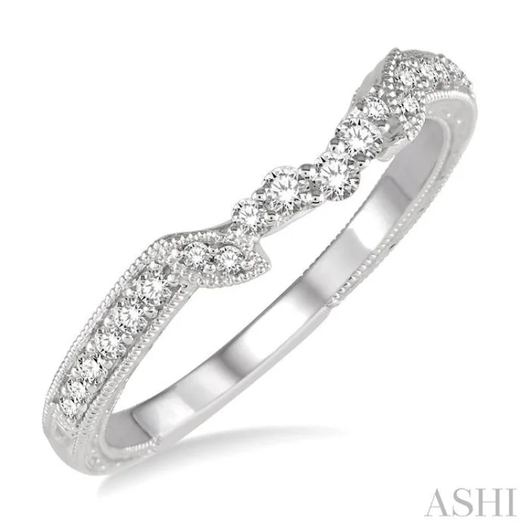 women’s anniversary bands-1/6 Ctw Round Diamond Wedding Band in 14K White Gold