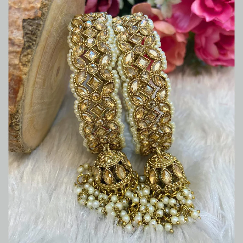 women’s vintage cuff bracelets-Manisha Jewellery Gold Plated Crystal Stone Bangles Set