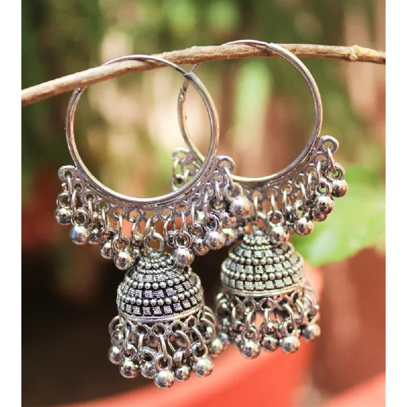 women’s tassel earrings-H K Fashion Oxidised Plated Jhumki Earrings