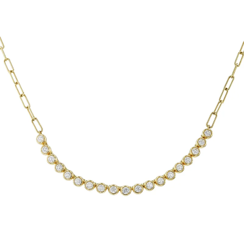 women’s layered charm necklaces-Moonlight 18k Yellow Gold Diamond Bezel Necklace