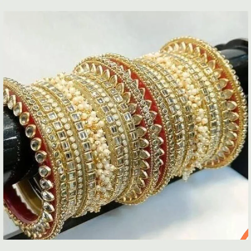 women’s leather bangle bracelets-Manisha Jewellery Gold Plated Bangles Set