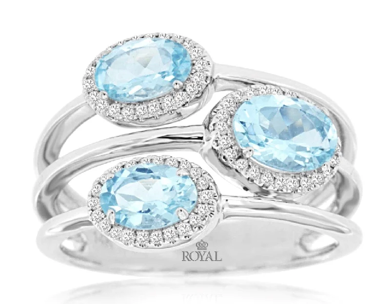 women’s classic engagement rings-14kw aquamarine and diamond ring