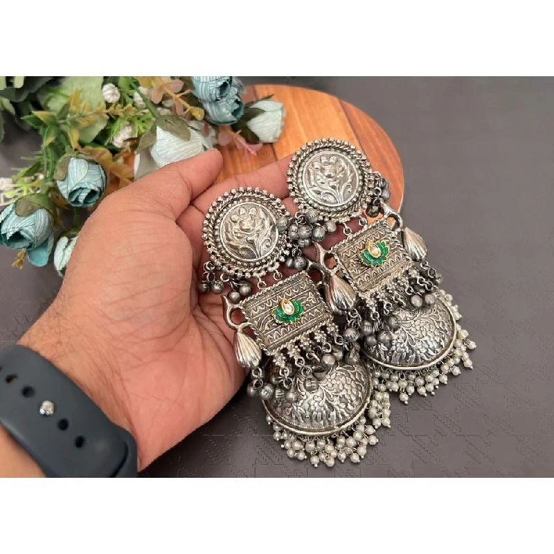 women’s drop earrings-Akruti Collection Oxidised Plated Jhumki Earrings