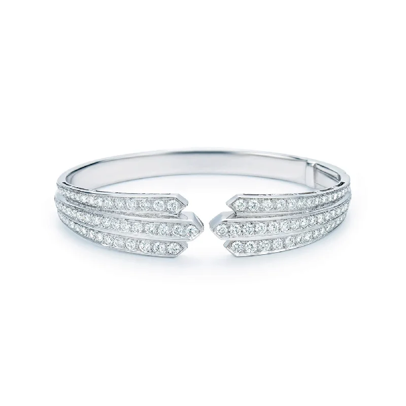 women’s cuff bracelets with stones-KWIAT Cascade Open Bangle with Diamonds B-15447-0-DIA-18KW