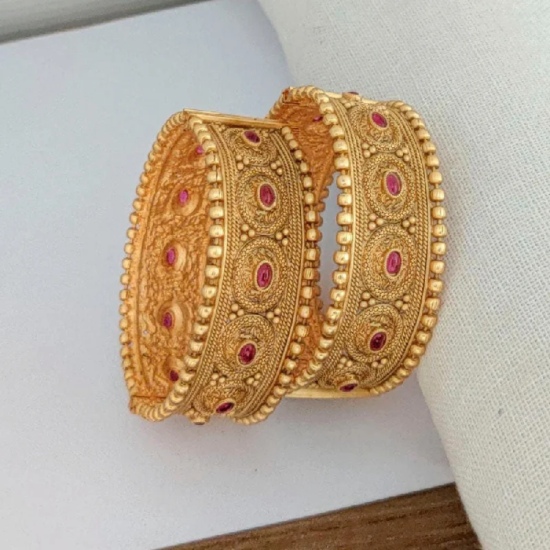 custom engraved bangles for women-Manisha Jewellery Austrian Stone Gold Plated Bangles Set