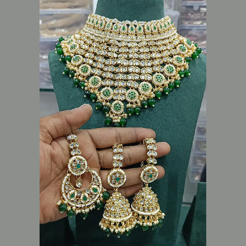 gold-chain necklaces for women-Rani Sati Jewels Gold Plated Kundan Stone And Pearls Necklace Set