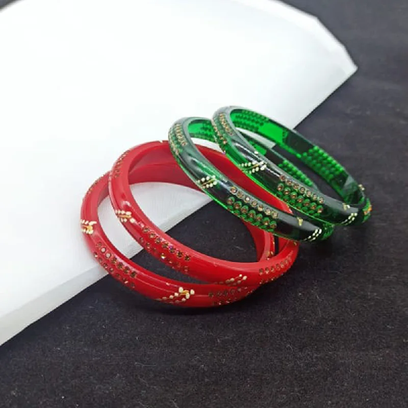 women’s beaded bangles-Pooja Bangles Acrylic Bangle Set