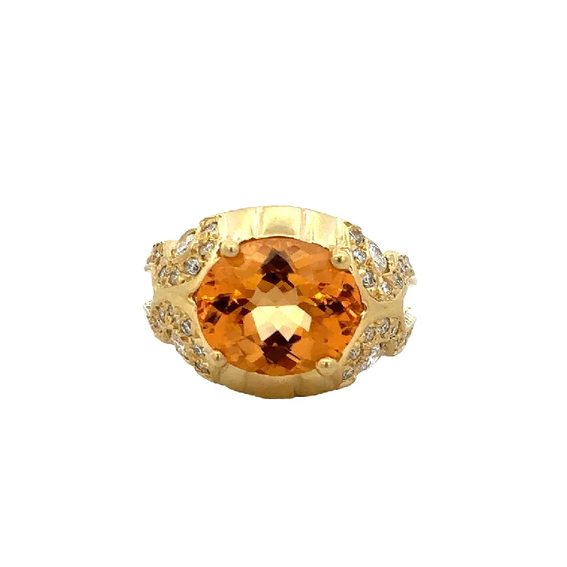 women’s white gold engagement rings-Topaz and Diamond Ring in 18k Yellow Gold