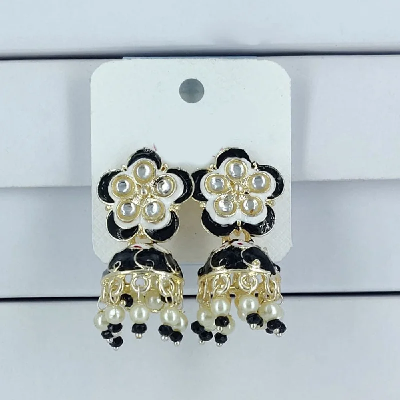 women’s flower earrings-Corbeda Fashion Gold Plated Meenakari Jhumki Earrings