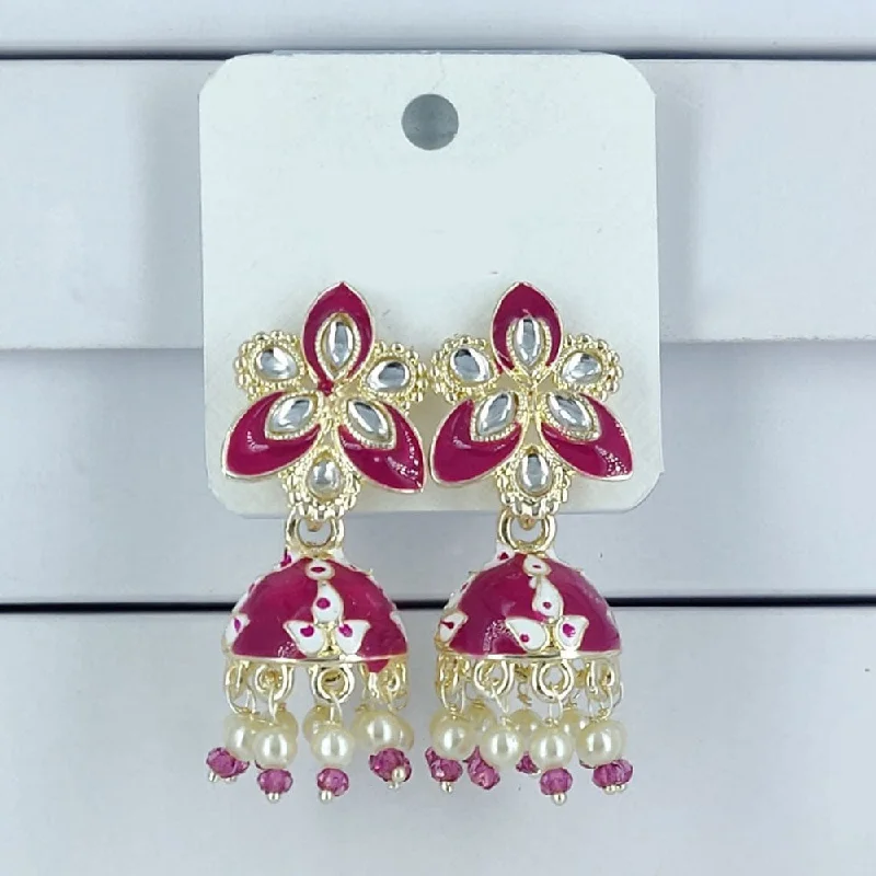 women’s butterfly earrings-Corbeda Fashion Gold Plated Meenakari Jhumki Earrings