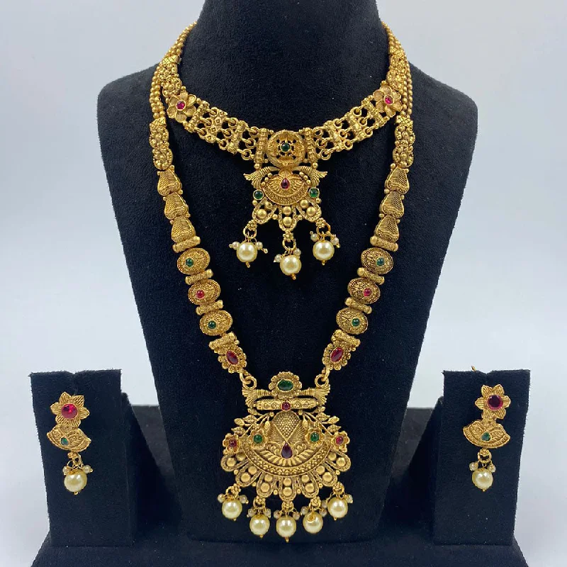 crystal necklaces for women-The Fashion Jewels Gold Plated Pota Stone And Beads Necklace Combo