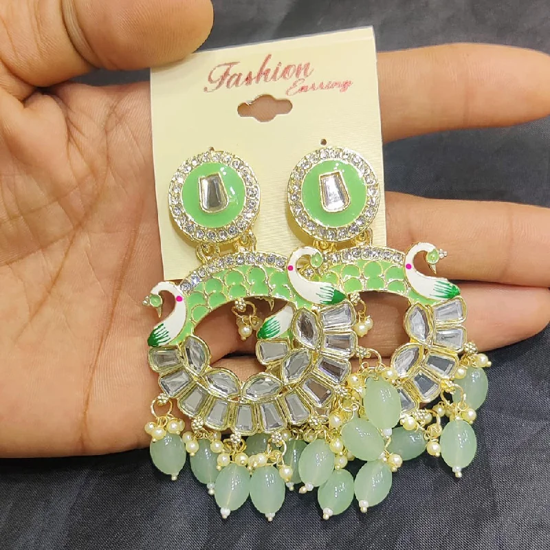 women’s crystal earrings-Manisha Jewellery Gold Plated  Meenakari Dangler Earrings