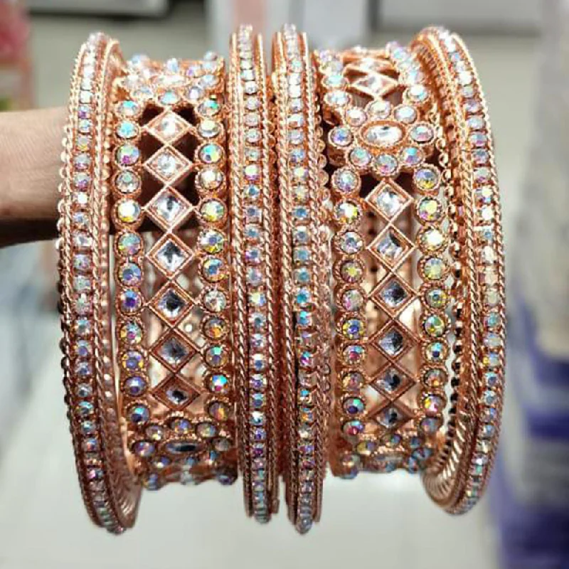 women’s platinum bracelets-Pooja Bangles Rose Gold Plated Bangle Set