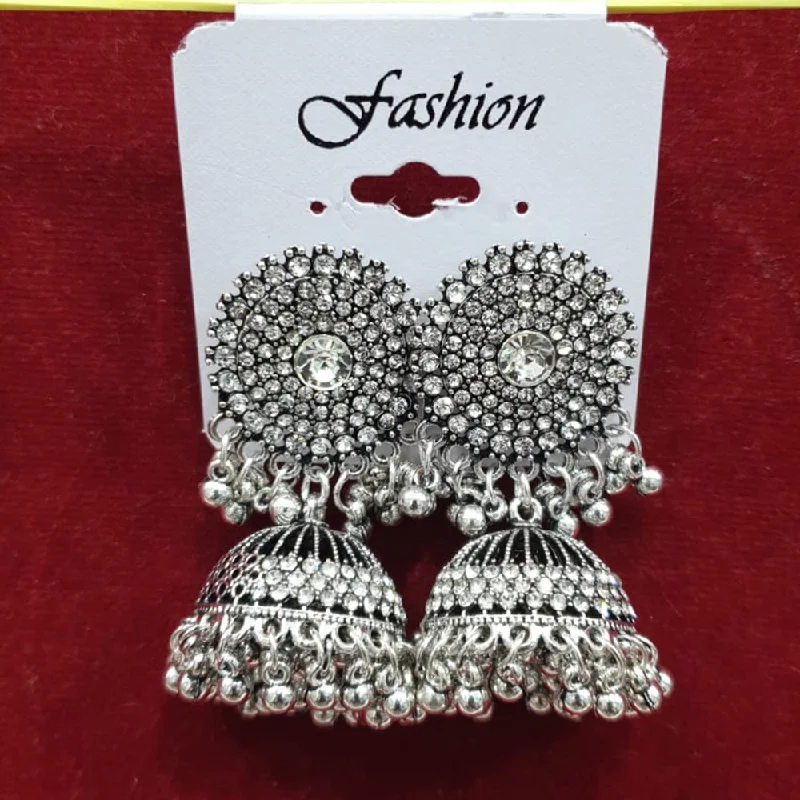 women’s luxury earrings-Sofine Oxidised Plated Jhumki Earrings