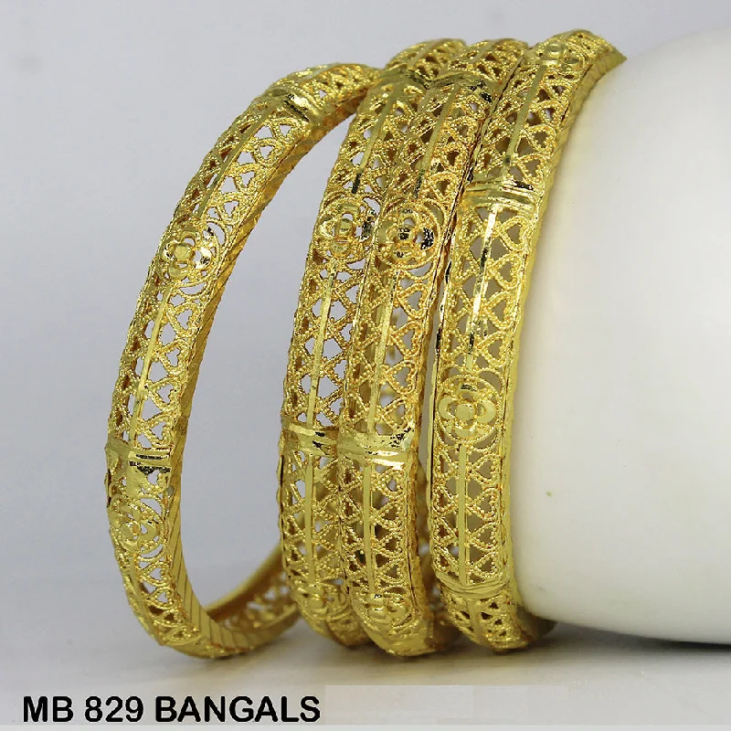 women’s diamond charm bracelets-Mahavir Forming Gold Plated Bangle Set - MB 829 BANGALS