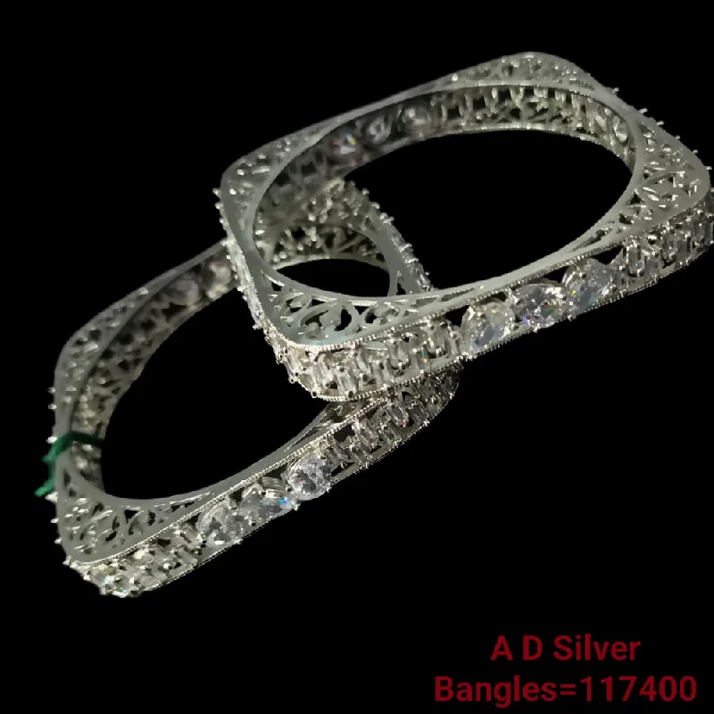 gold-plated bracelets for women-Padmawati Bangles Silver Plated  Ad Stone Bangles Set