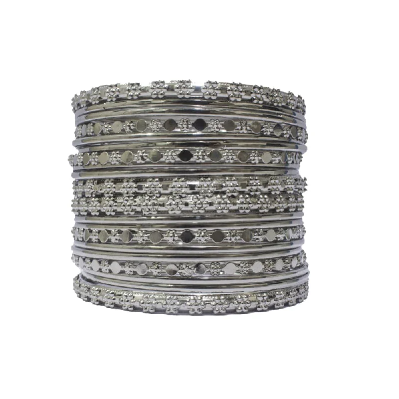 women’s floral bracelets-Shree Asha Bangles Silver Plated 20  Piece Per Bangles Set