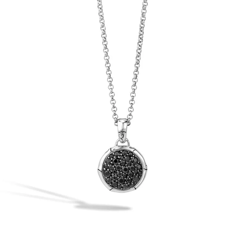 modern silver necklaces for women-John Hardy Pendant Necklace with Black Sapphire NBS54381BLS