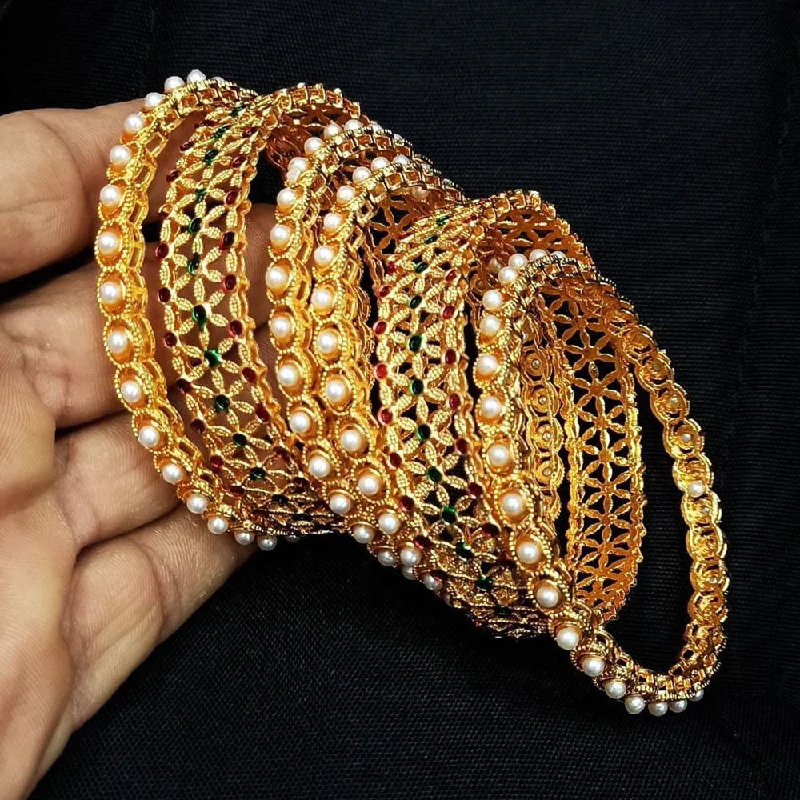 trendy bracelets for women-Manisha Jewellery Gold Plated Bangles Set