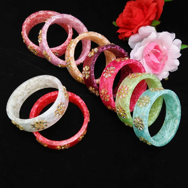 women’s silver cuff bracelets-Manisha Jewellery  Meenakari Acrylic Bangles