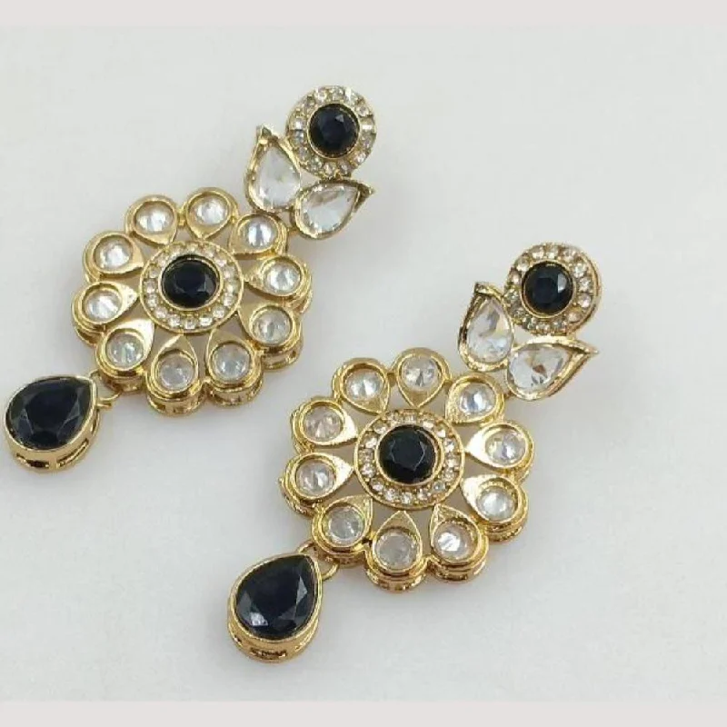 women’s gold stud earrings-Rani Sati Jewels Gold Plated Crystal Stone Dangler Earrings