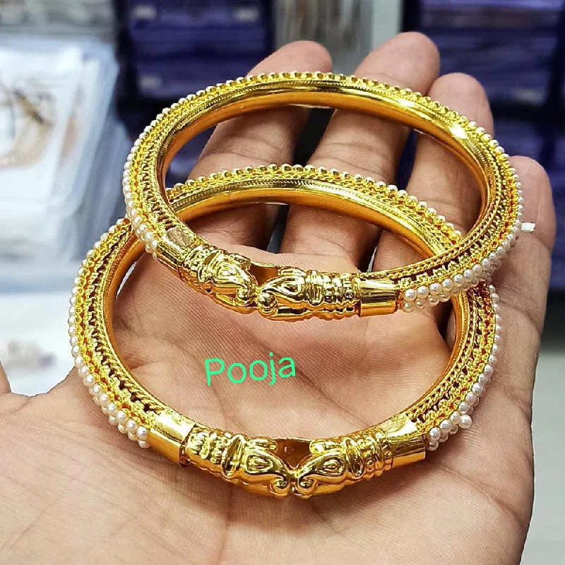 women’s flower charm bracelets-Pooja Bangles Gold Plated Bangles set