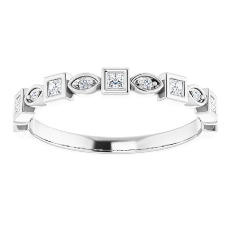 custom engraved rings for women-14K White 1/5 CTW Natural Diamond Anniversary Band