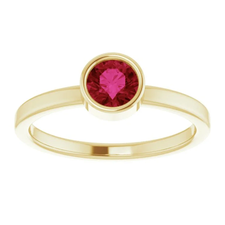 statement rings for women-14K Yellow 5 mm Lab-Grown Ruby Ring