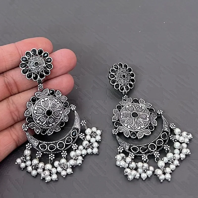 fashion stud earrings for women-Akruti Collection Oxidised Plated Pota Stone Dangler Earrings