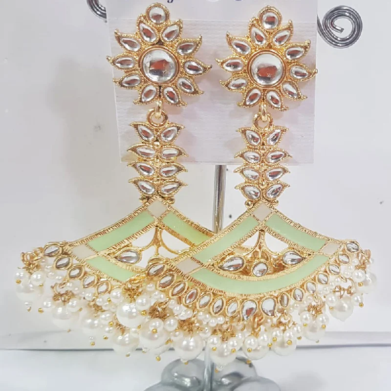 pearl earrings for women-Shreeji Gold Plated Meenakari Dangler Earrings