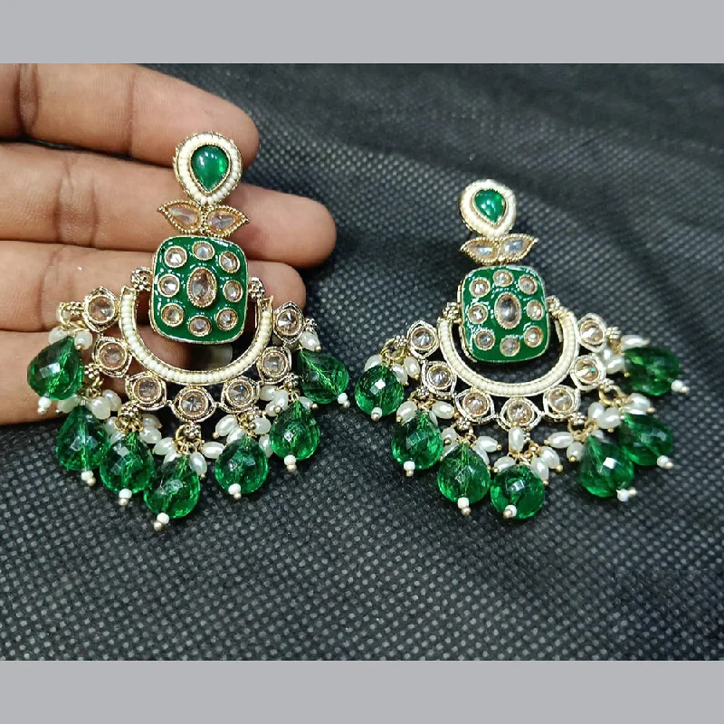 multi-colored earrings for women-Rani Sati Jewels Gold Plated Meenakari Stone And Pearl Dangler Earrings