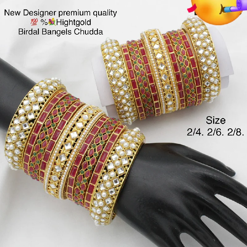 women’s statement bangles-Pooja Bangles Gold Plated Bridal Bangles set