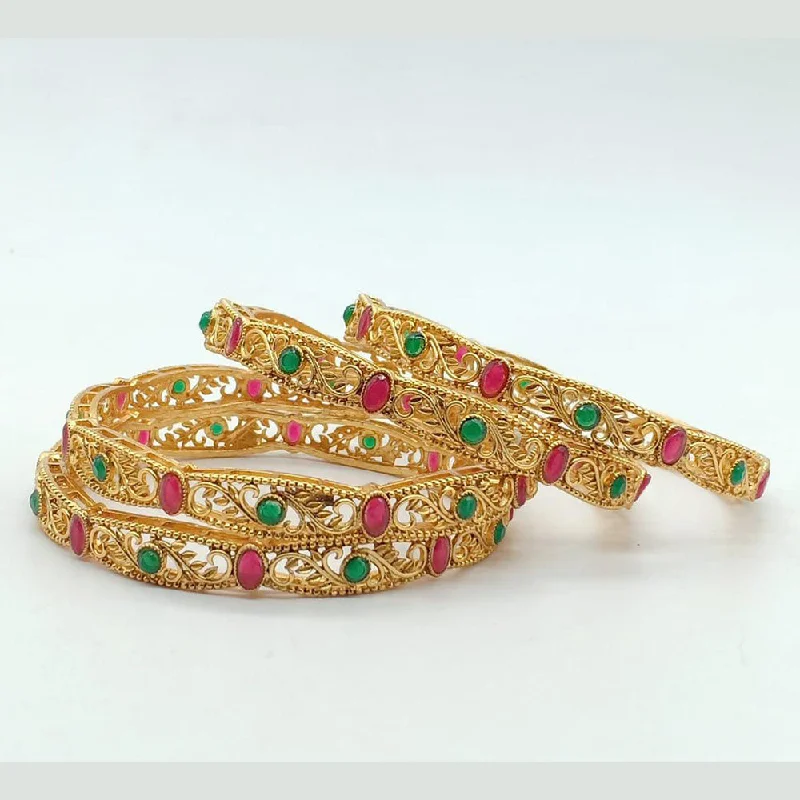 women’s crystal bracelets-Manisha Jewellery Gold Plated Bangles Set