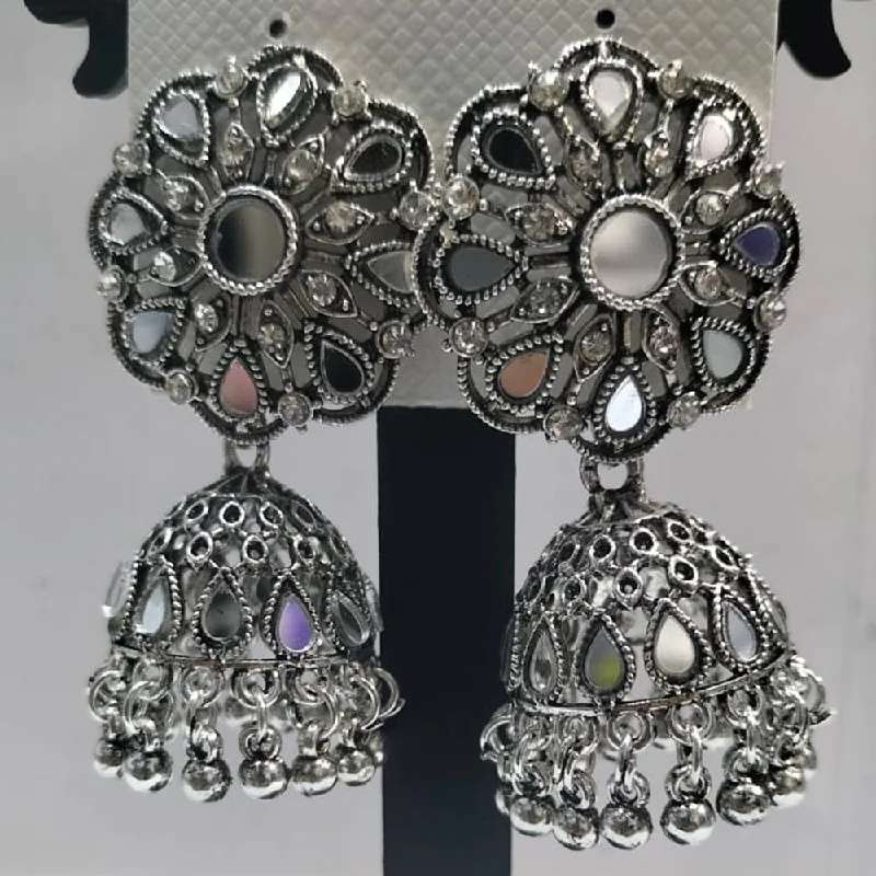 women’s teardrop earrings-Manisha Jewellery Oxidised Plated Mirror Jhumki Earrings