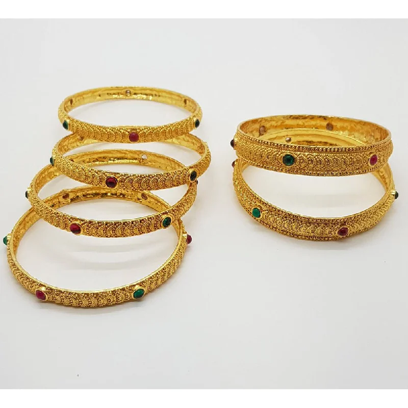 women’s leather and gold bracelets-Raiyaraj Gold Plated Pack Of 3 Bangle Set