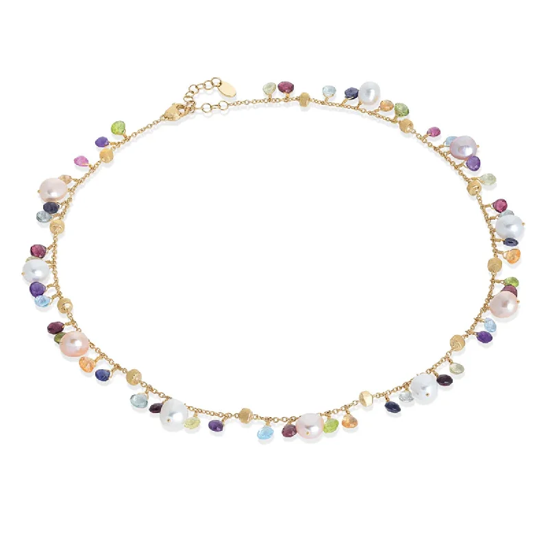 fashion necklaces for women-Mixed Gemstone and Pearl Single Strand Necklace