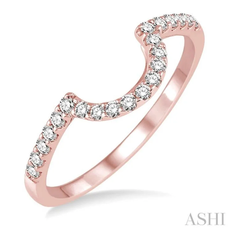 personalized promise rings for women-1/4 Ctw Round Cut Diamond Wedding Band in 14K Rose Gold