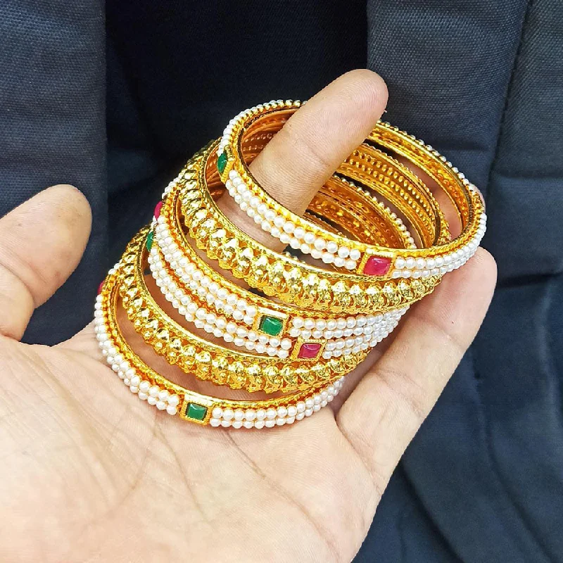 women’s birthstone bracelets-Manisha Jewellery Gold Plated Bangles Set