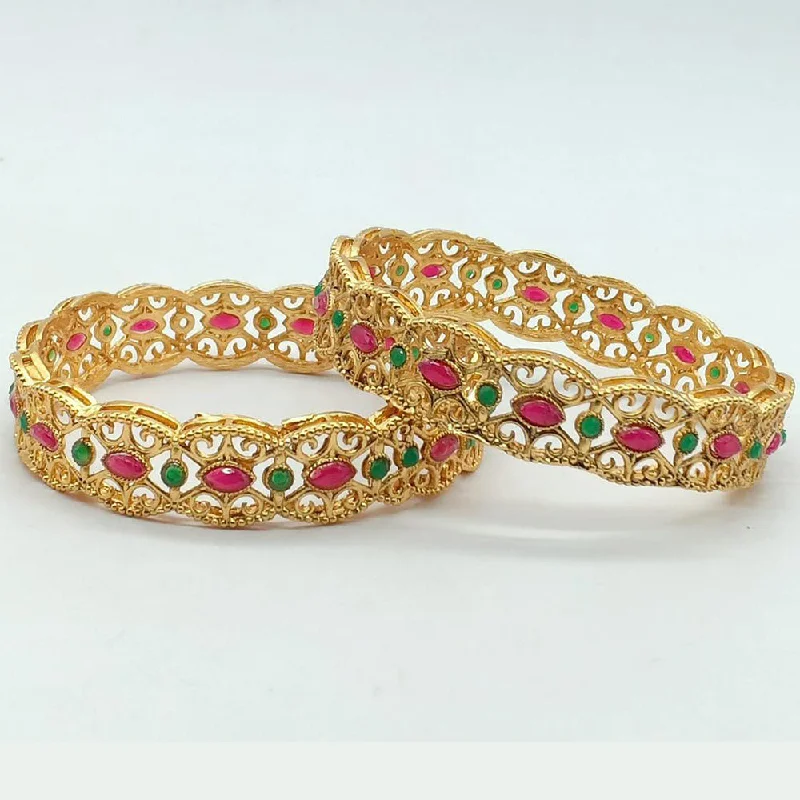 women’s diamond bangles-Manisha Jewellery Gold Plated Bangles Set