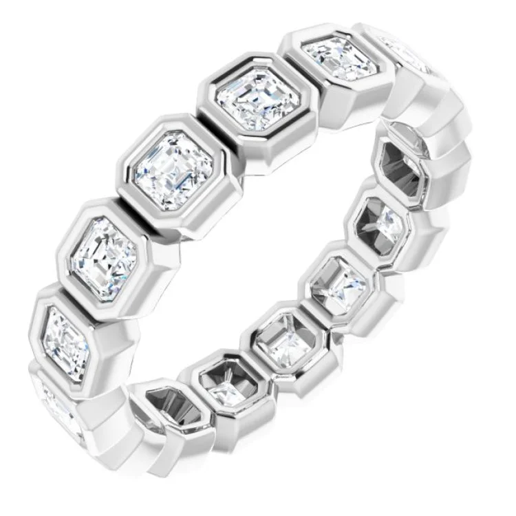 women’s halo rings-14K White 1 3/8 CTW Natural Diamond Eternity Band Size 5