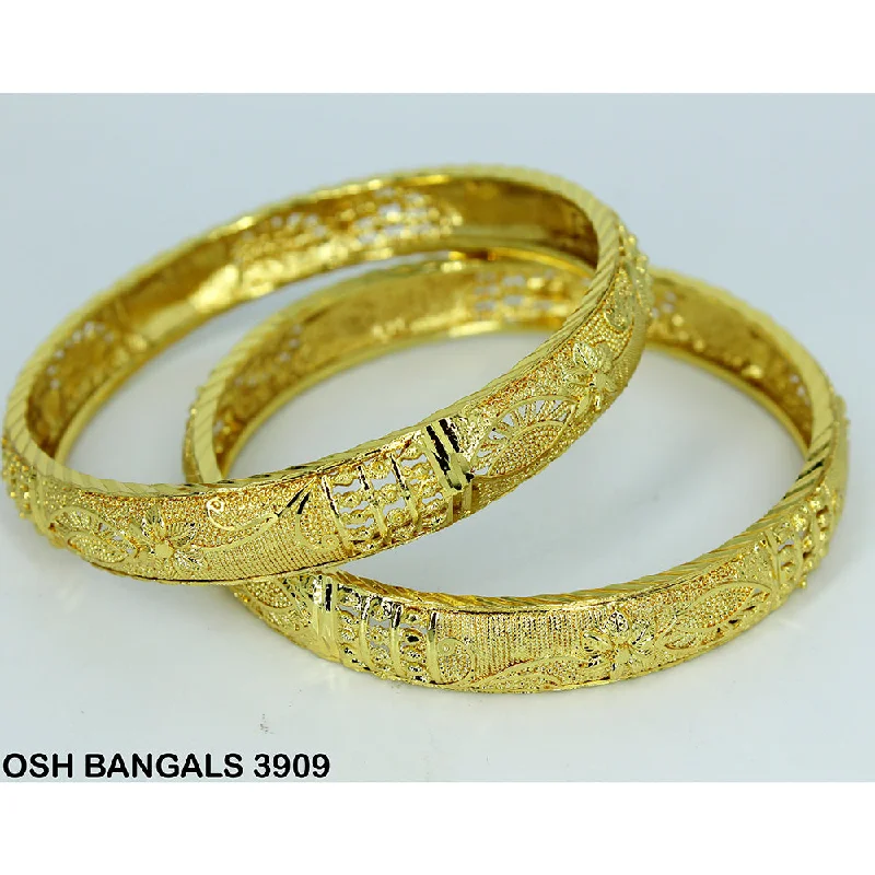 women’s unique bangles-Mahavir Forming Gold Plated Bangle Set - OSH BANGALS 3909