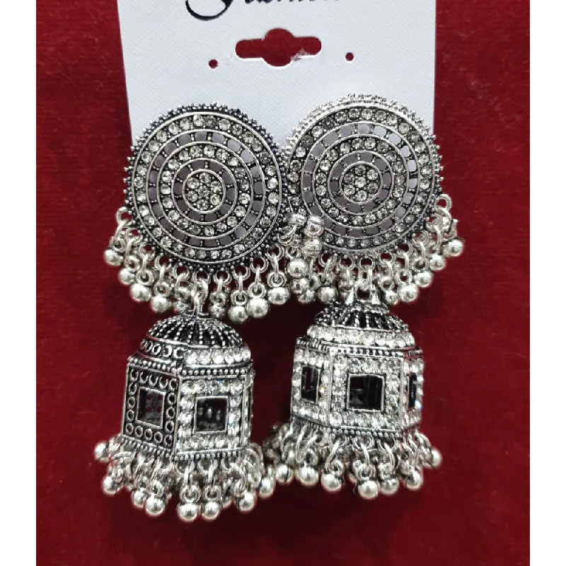 handmade earrings for women-Sofine Oxidised Plated Jhumki Earrings