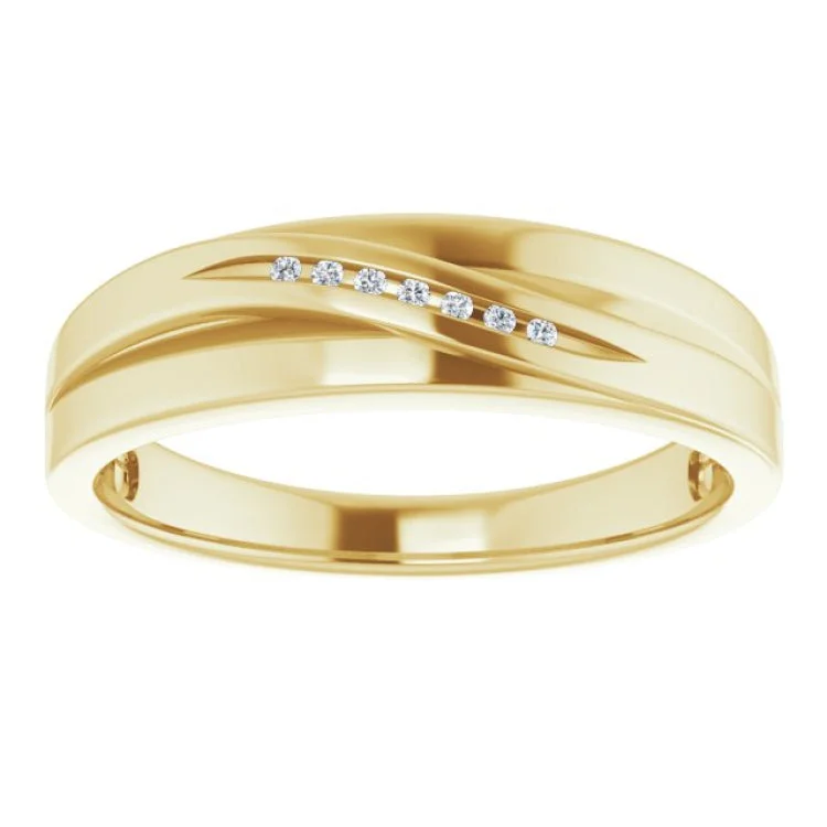 custom name rings for women-14K Yellow .03 CTW Natural Diamond Band