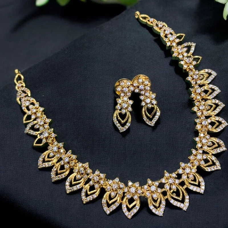 vintage-style necklaces for women-Sona Creation Gold Plated Austrian Stone Necklace Set